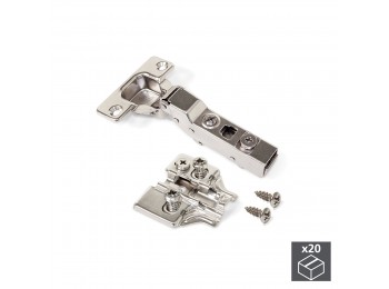 Emuca Bisagra de cazoleta, D. 35 mm, codo, cierre suave, apertura 100º, con suplemento Euro, 20 ud.