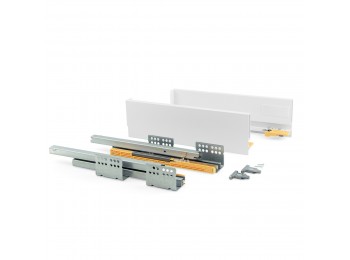 Emuca Kit cajón de cocina Concept, altura 105 mm, prof. 400 mm, cierre suave, Acero, Blanco