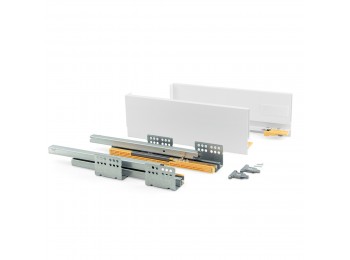 Emuca Kit cajón de cocina Concept, altura 138 mm, prof. 300 mm, cierre suave, Acero, Blanco