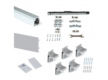 Emuca Sistema para puertas correderas colgadas de madera, con cierre suave, 80 kg, aluminio anodizado