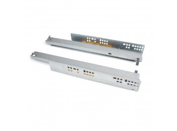 Emuca Juego de guías ocultas para cajones, sobre rodillos, 350 mm, extracción total, push, Cincado.