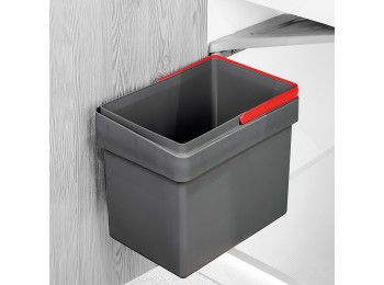 Emuca Contenedor de reciclaje, 15 L, fijación puerta, apertura tapa automatica, Plástico, Gris antracita