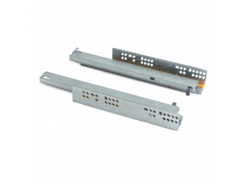 Emuca Juego de guías ocultas para cajones, sobre rodillos, 500 mm, extracción total, cierre suave, Cincado.