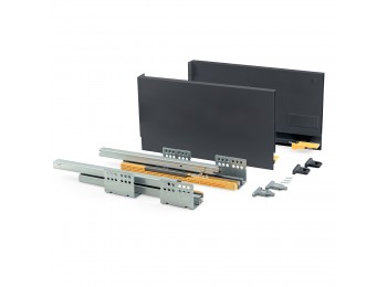 Emuca Kit cajón de cocina Concept, altura 185 mm, prof. 450 mm, cierre suave, Acero, Gris antracita