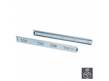 Emuca Juego de guías para cajones, de bolas, 45x 350 mm, extracción total, Cincado, 5 ud.