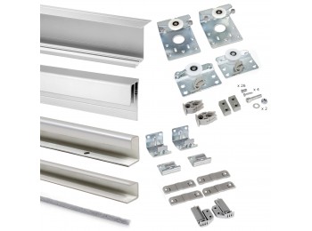 Emuca Sistema corredero para armario 2 puertas colgadas, espesor 16 mm, antidescarrilamiento, perfiles aluminio, Gris metalizado