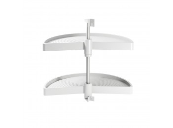 Emuca juego bandejas giratorias mueble de cocina, 180º, módulo 900 mm, Plástico, Blanco