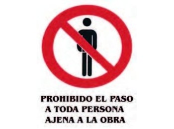 Cartel señalizacion 40x30cm paso obra pvc cv tools