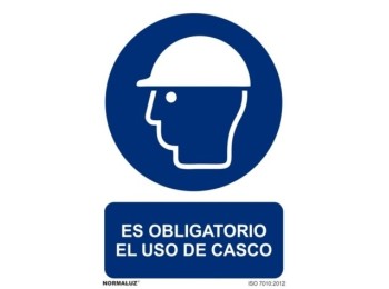 Cartel señalizacion 210x300mm pvc obliga uso casco normaluz