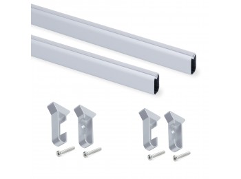 Emuca Kit de barra para armario Silk, 750 mm, Anodizado mate