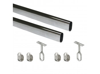 Emuca Kit de barra para armario 30x15 mm, acero, 1150 mm, Cromado