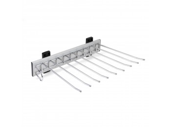 Emuca Pantalonero Self de montaje lateral para armario, montaje izquierda, Acero y plástico, Cromado