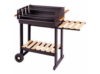 Barbacoa carb 88x68x40cm 2 parrillas c/rda acero madera ldk