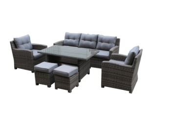 Mueble jard 6 piezas natuur ratan marron toulouse 2 taburete