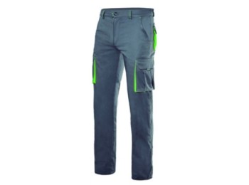 Pantalon trabajo 58  16%pol46%alg38%emet gris/verde lima mlt