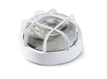 Aplique ilumin e27 100w ip44 ext rdo rej/plas pvc bl famat