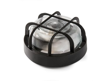 Aplique ilumin e27 100w ip44 ext rdo rej/plas pvc ne famat