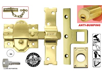 Cerrojo sobr. 50mm boton/llave interfer ac dor 31-sa dorado
