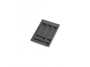 Cubertero Optima para cajón de cocina Vertex/Concept 500, módulo 400 mm, Tablero: 16mm, Plástico, gris antracita