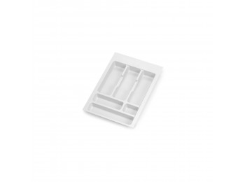 Cubertero Optima para cajón de cocina Vertex/Concept 500, módulo 400 mm, Tablero: 16mm, Plástico, blanco