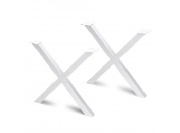 Juego de dos patas Cross en cruz para mesa, altura 695 mm, Pintado blanco