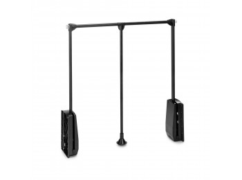 Emuca Colgador abatible para armario, regulable 830-1.150 mm, hasta 12 kg, Acero, Pintado negro