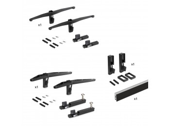 Emuca Kit de juegos de soportes para 1 estante de madera, 1 módulo y 1 barra de colgar de 1 m, Zamak, Negro texturizado