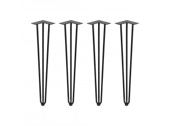 Juego de cuatro patas Hairpin de 3 varillas para mesa, altura 710 mm, Pintado negro