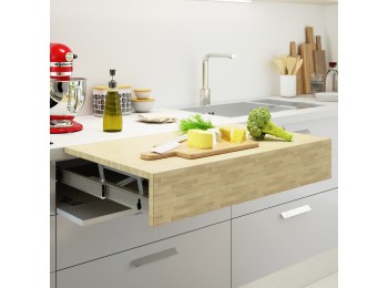 Emuca Guías para mesa extensible y elevable Oplà Top para cocina, Aluminio, Anodizado inox