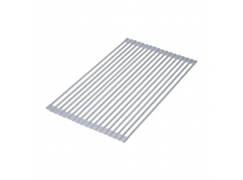 Emuca Escurridor para platos y vasos para encimera de cocina, flexible y enrollable, Plástico y acero, Gris