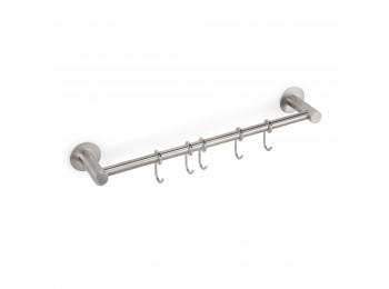 Emuca Colgador adhesivo 5 ganchos, acero inoxidable