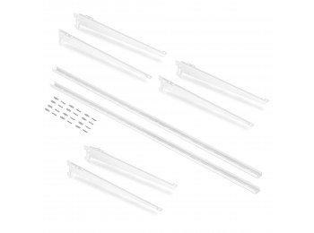 Emuca Perfiles de fijación a pared y soportes para estante Jagmet, 380, Pintado blanco, Acero