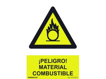 Señal 210x300mm pvc peligro material combustible rd30072