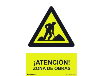 Señal 210x300mm pvc atenciÓn, zona de obras rd30024