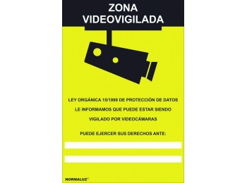 Señal 210x300mm pvc zona videovigilada rd30042