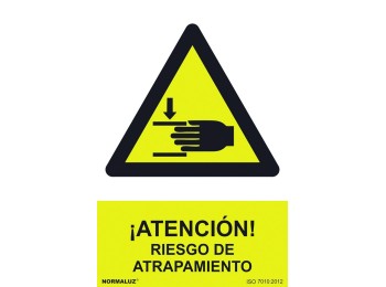 Señal 210x300mm pvc atenciÓn, riesgo de atrapamiento rd30010