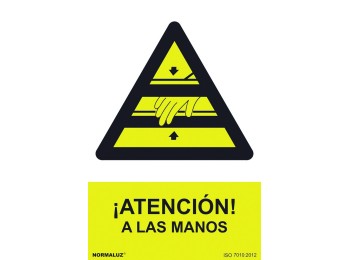Señal 210x300mm pvc atenciÓn, a las manos rd30011