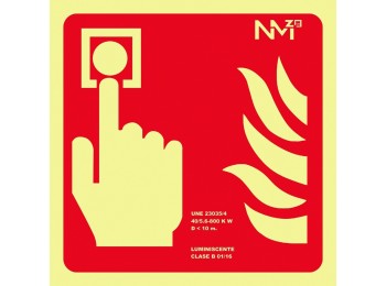 Señal 210x210mm pvc lumi  pulsador de alarma rd00a111