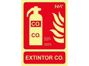 Señal 210x300mm pvc lumi  extintor co2 rd00106