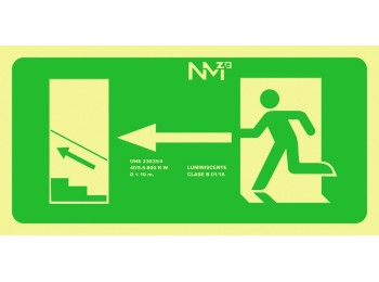 Señal 320x160mm pvc lumi  evacuaciÓn subida izquierd rd11151