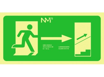Señal 320x160mm pvc lumi  evacuaciÓn subida derecha rd11150
