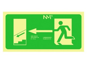 Señal 320x160mm pvc lumi  evacuaciÓn bajada izquierd rd11141