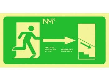 Señal 320x160mm pvc lumi  evacuaciÓn bajada derecha rd11140