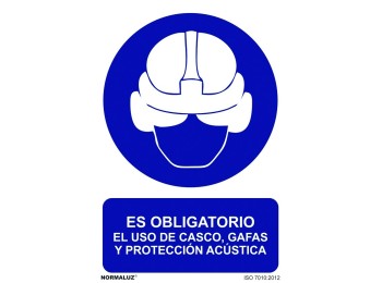 Señal 210x300mm pvc obligatorio casco, gafas  acÚst. rd20013