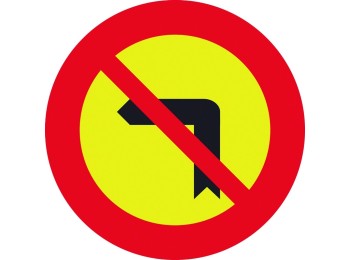 Señal vial 700x700mm metalica prohibido giro izquierd v10019