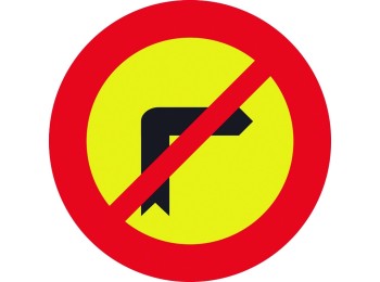 Señal vial 700x700mm metalica prohibido giro derecha v10018