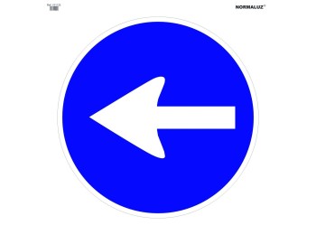 Señal vial bolsa textil 700x700mm sentido oblig izda v11133