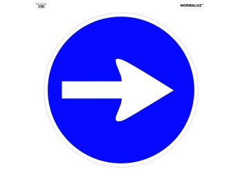 Señal vial bolsa textil 700x700mm sentido oblig dcha v11132