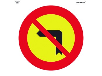 Señal vial bolsa textil 700x700mm prohibido giro izquierda v