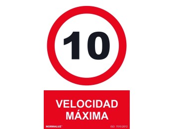 Señal 210x300mm pvc velocidad mÁxima 10 rd40077
